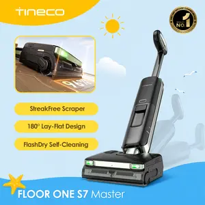 Tineco FLOOR ONE S7 Master Wet Dry Vacuum Cleaner, StreakFree Scraper, 3.9inch Ultra-Slim Body, 23kPa Suction, Flashdry Self-Cleaning System, 150° DustReveal Green Headlight, Cordless Portable Vacuum, Deep Cleaner, Powerful Stick Vacuums