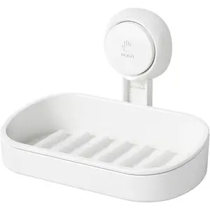 Soap Dish Holder for Shower Suction Cup Wall Mounted Self Draining NO-Drilling Removable Bar Soap Sponge Holder for Bathroom Bathtub Kitchen Sink Waterproo