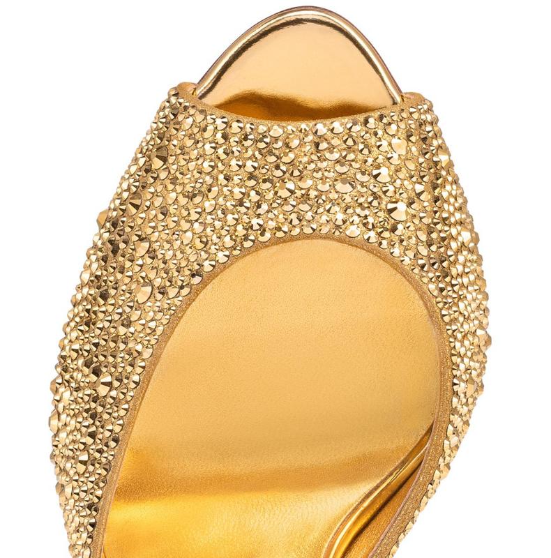 Christian Louboutin Me Dolly Strass 100 Gold Backless Sandal Mule Heel Pump