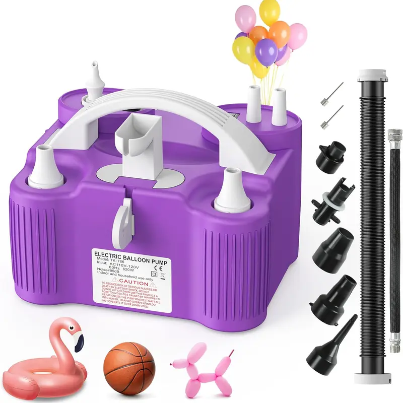4-in-1 Electric Balloon Pump for All Balloons, Inflatables, and Sports Balls, Triple Inflating Ports for Latex Foil 260q Mylar Balloon, Inflator Deflator for Air Beds Pool Floats Yoga Balls ，For Halloween, Christmas, Birthday, Party Gift