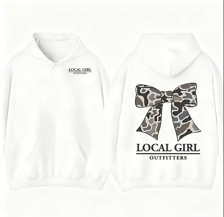 Women's Cute Camouflage Bow Graphic Hoodie Tops - Everyday Style Soft Cotton Oversized Breathable Long-Sleeve Streetwear Pullover, Casual Fall Outfit Loose Sweatshirt with Accessories Aesthetic Leggings, Girl, Fashion