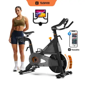 [New Year, New deals] ARBIKE TOUSAINS Magnetic Exercise Bike for Home, Quiet Stationary Indoor Cycling Bike, App Compatible, 300LB Capacity, Adjustable Large Seat, LCD Display, Dumbbell Rack