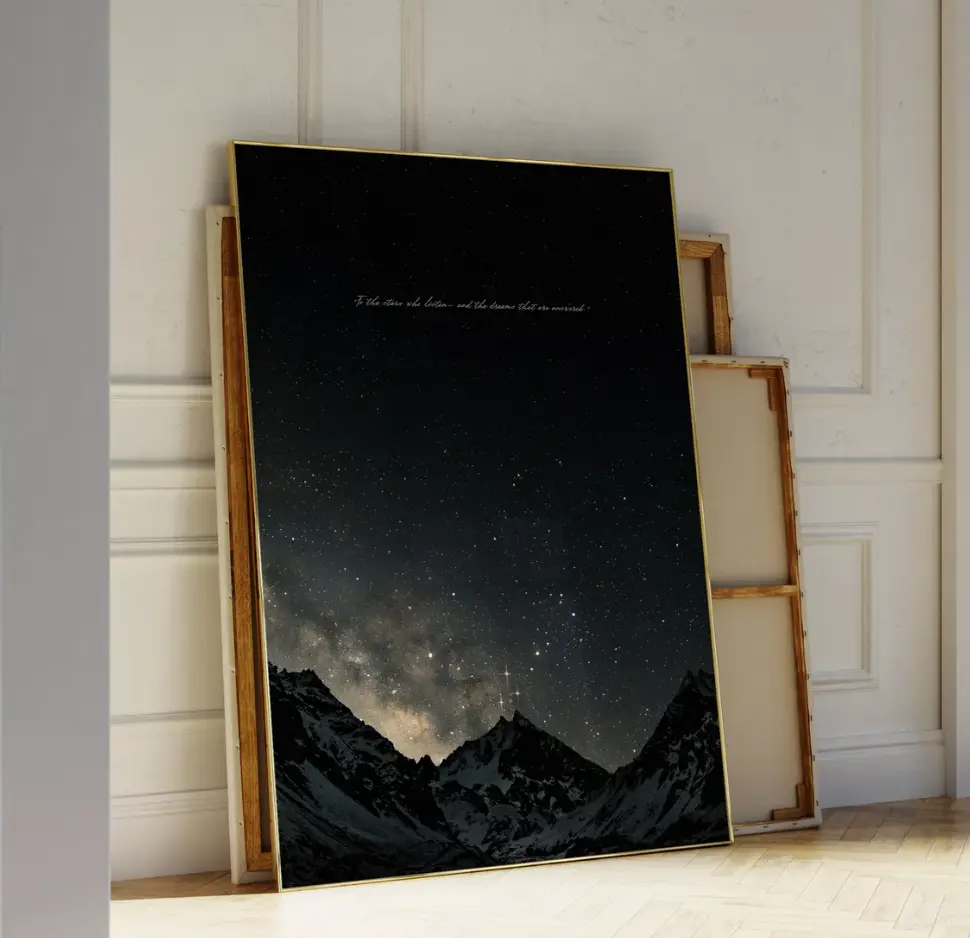 To The Stars Who Listen Floral Border Print - ACOTAR Velaris Night Court Poster, BookTok Fantasy Room Wall Art, Reader Gift Home Inspo Decoration, Nature Art, Flower Painting Decor
