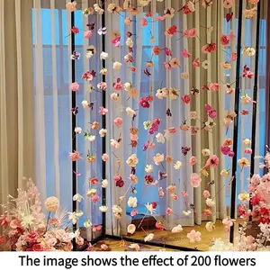 Handmade DIY Hanging Flower Curtain, Artificial Flower Door Curtain, Random Color Floating Flower Fabric, Spring Decor, Festival Decoration