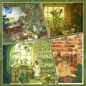 Plant Diorama Scenery Stickers, Trees Flowers Grass Mushrooms, DIY Nature Scene for Party Favors, Scrapbook Stickers, DIY Scenery Sticker