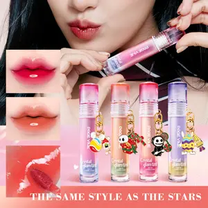 1PC PAGE VINE Crystal Glam Tint Lip Gloss, Shiny Hydrating Lip Tint, Long Lasting Non-Sticky, 4 Colors Optional With Cute Charm, LipGloss, LipTint, HydratingLip, CuteMakeup, Top Gloss