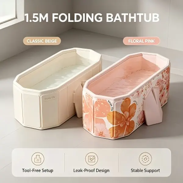 Portable Foldable Bathtub 1.5M | Freestanding Collapsible Bath Tub for Home Spa, No Assembly, Leak-Proof Thick Material, Sturdy Support for Indoor Relaxation, Save Storage Space
