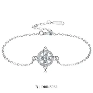 DRINSPER 12 Birthstones Witches Knot Bracelet for Women, Hecate Celtic Adjustable Copper Chain with Cubic Zirconia, Personalized Month Gemstone Amulet, Wiccan Pagan Spiritual Daily Wear Jewelry Gift