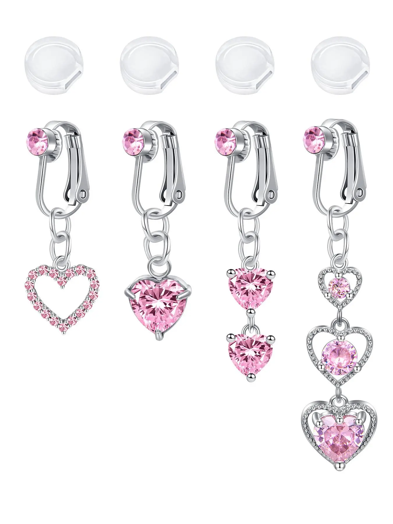 Fashion Fake Belly Button Ring & Silicone Pain Relief Spacer Dangle Heart Fake Belly Ring, Cute Body Piercing Jewelry for Women, Trendy All-match & Exquisite Jewelry for Birthday Gift