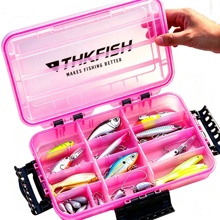 2pcs Floating Tackle Box 3600 – Compact & Portable, Lure Storage Organizer with 15 Adjustable Dividers, Waterproof/Sun-Proof Small Plastic Box for Neatly Storing All Baits, Kayak/Boat Must-Have by THKFISH