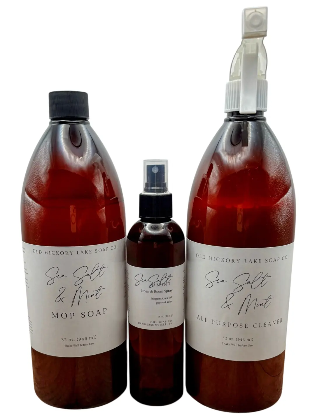 Old Hickory Lake Soap Co. Lakehouse Clean Household Bundle - Coconut Peach Scented Liquid Floor Cleaner, All-Purpose Cleaner, Room Spray - Eco-Friendly, Phthalate-Free, 24-Month Long-Lasting Fragrance