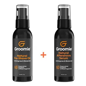 GROOMIE Natural Aftershave Serum and Pre-Shave Oil - Formulated Plant Based Recipe with Milk Thistle Seed, Essential Oils, Antioxidants, and Vitamin E - Preventing Bumps and Razor Burn After Hair Remo