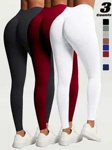 Women's High-Waisted Seamless Yoga Pants, Plain Color Tight-Fit Running Fitness Training Joggers, All-Season Sportswear, Seamless Workout Leggings