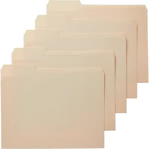100 Pack Letter Size File Folders Reinforced 1/3 Cut Tabs for Filing & Organization, Assorted Tab Positions, Durable Manila File Folders for Home, Office & School, Fits 8.5 x 11 Inch Documents