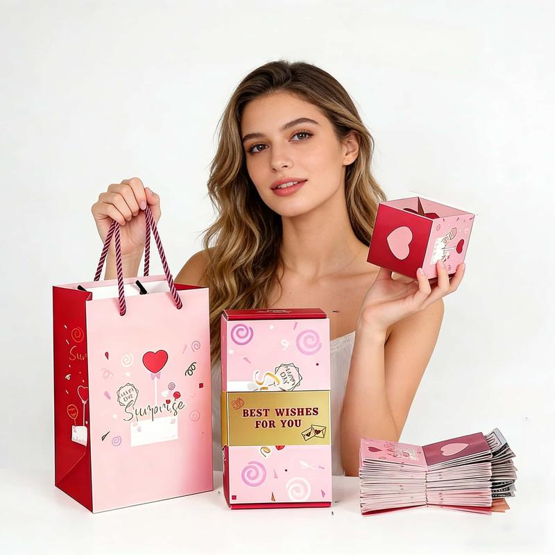 【Valentine’s Day】Surprise Explosion Cash Gift Box, Creative Foldable Pop-Up Red Envelope Gift Box – a luxurious cash explosion gift box suitable for birthdays, anniversaries, and proposals
