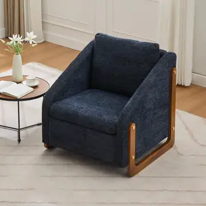 Modern Accent Chair Chenille Upholstered Armchair with Solid Wood Side Frame, Leisure Single Sofa Chair with Backrest, Comfy Reading Chairs Side Sitting Chair for Living Room Bedroom