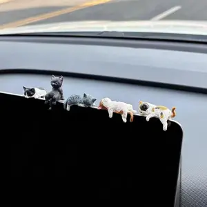 Mini Cat Figurine PVC Computer Monitor Decoration, Cute Car Dashboard Ornament, Car Trinkets, Soft Material, Easy Placement, Desk Decor, Office Home Interior, Car Desktop Decor