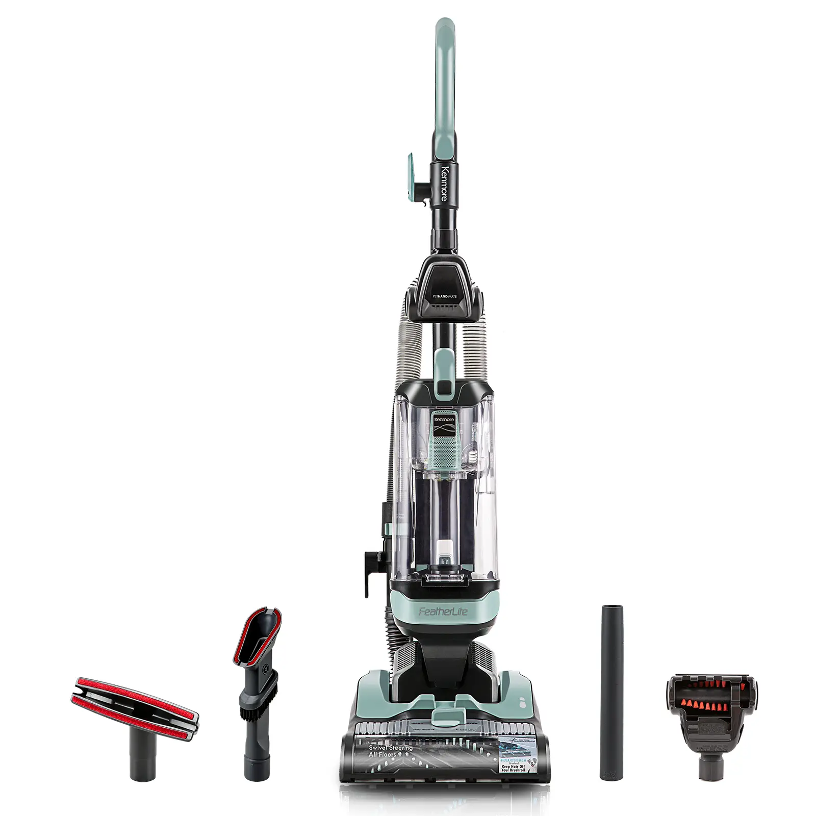 Kenmore Corded Bagless Upright Vacuum Cleaner - 11lb Lightweight Home Cleaning Tool, 4 Height Adjustments, Hair Eliminator Brushroll, Pet HandiMate, 2 Accessories, 3L Capacity, Light Green Upholstery & Carpet Cleaner