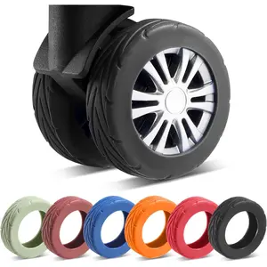 8 count Upgrade Luggage Wheel Covers, Carry  Luggage Suitcases,Wear-Resistant, Anti-Noise,  Wheel Protective Covers for 2-2.4" Spinner Wheel (Black)