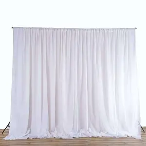 White Chiffon Polyester Backdrop Drape  Curtain, Dual Layer Event Divider Panel with Rod Pockets - 20ftx10ft