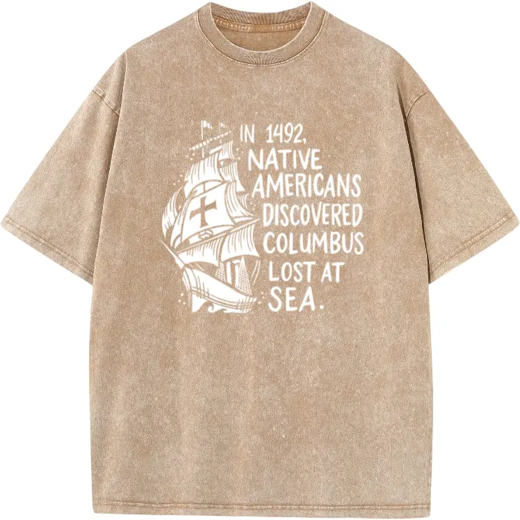 Men's Vintage Columbus Graphic Tee – 1492 Historic Design with Spanish Ships, Black & White Retro Print, Comfortable All-Season Fit, Perfect for Columbus Day & Themed Events