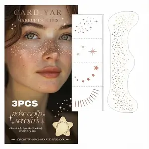Flashy Freckles, 3-Piece Glitter Freckle Face Tattoo Set, Women's Waterproof Temporary Facial Tattoos, Festival Makeup Stickers, Glitter Makeup Patches