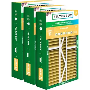 Filterbuy 16x25x5 Air Filter (3-Pack), Pleated MERV 11 Allergen Defense HVAC AC Furnace Filters for Amana, Coleman, Goodman, Maytag, York, and More