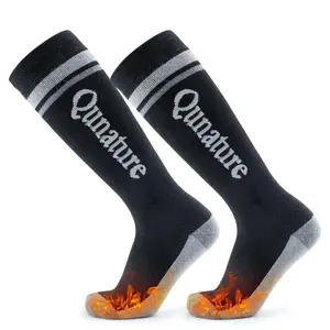 Qunature Thermal Wool Blend Ski Socks Cold Weather Knee-high Warm Socks for Winter with Enhanced Grip