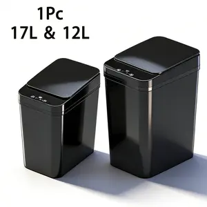 17L & 12L Smart Sensor Trash Can, Touchless Automatic Motion Activated Waste Bin, Compact Design for Kitchen Bathroom, Easy to Clean Durable Household Trash Can, Battery Powered by 2 AA Batteries (Not Included)