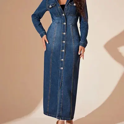 jeans dress women long sleeved slim casual Amazon.com: LOAIHA Womens Denim Dress Long Sleeve Buton Down Jeans Dress Chambray Lapel Rolled Sleeve Shirt Dress Casual Trendy Spring Fall Maxi Dress with Pocket : Clothing, Shoes & Jewelry