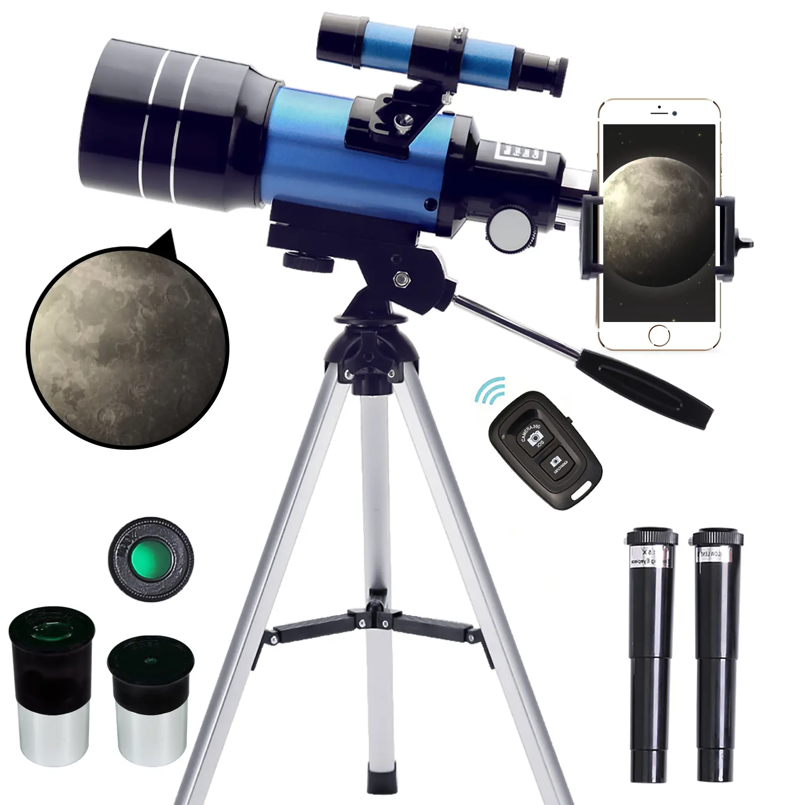ToyerBee Telescope for Adults & Kids, 70mm Aperture (15X-150X) Portable Refractor Telescopes for Astronomy Beginners, 300mm Professional Travel Telescope with A Smartphone Adapter& Wireless Remote