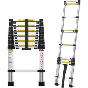 12.5FT Telescoping Ladder- Multi-Purpose  Extension Ladder Adjustable Compact Ladder for Household, RV, Outdoor, 330lbs Max Capacity