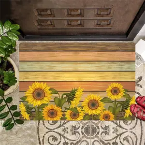 Vintage Sunflower Floral Rug, Soft Flannel Door Mat, Non-Slip Indoor Carpet, Contemporary Rugs, Perfect for Entryway, Living Room, Hallway, Bedroom, Bathroom