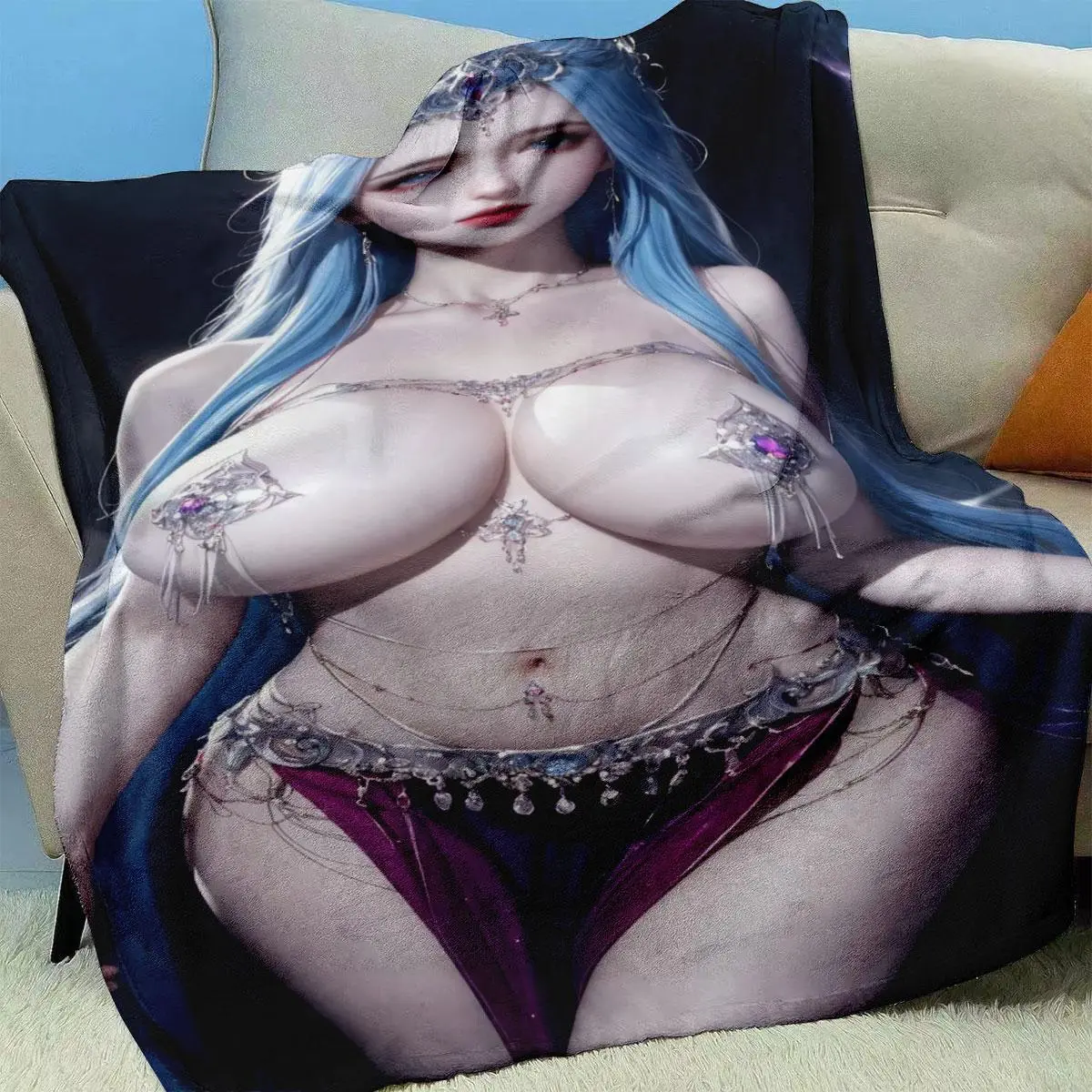 Anime Girl Pattern Blanket, Soft Warm Flannel Blanket Throw, Air-conditioned Room Blanket, Decorative Bedroom Blanket, Warm Nap Blanket for Home Office Travel Camping, Blanket Gifts, Air Conditioning Blanket