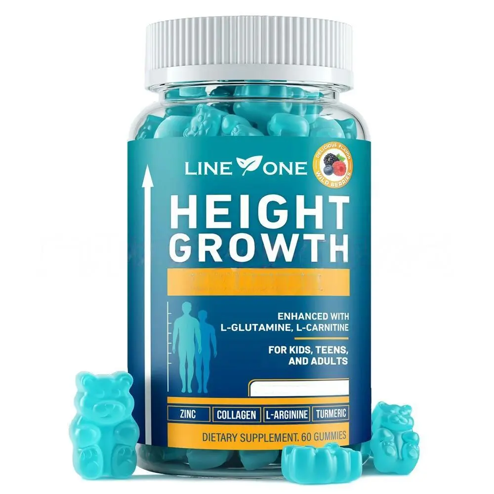 LINE 1 Growth Gummies| Natural Bone Support Calcium Supplement, Promotes Healthy Bones, Hormone-Free, Suitable for Kids & Teens (Primary Audience)