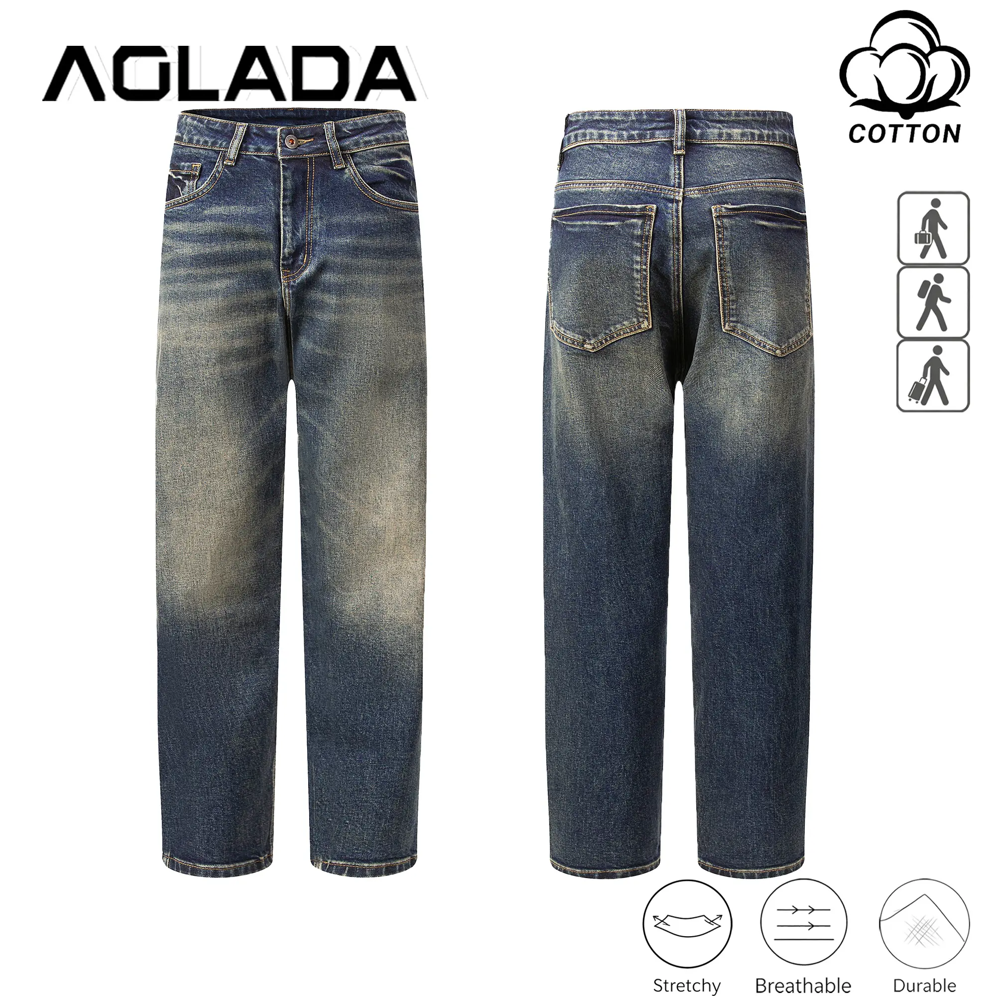 Men's Mud Wash Straight Leg Jeans with Comfort Stretch - Relaxed Fit Heavy Faded Denim Pants with Vintage Dirty Wash, Y2K Streetwear Trousers, No-Logo, 28-40, Fast US Shipping #MudWashJeans #StraightLegDenim #TikTokMadeMeBuyIt