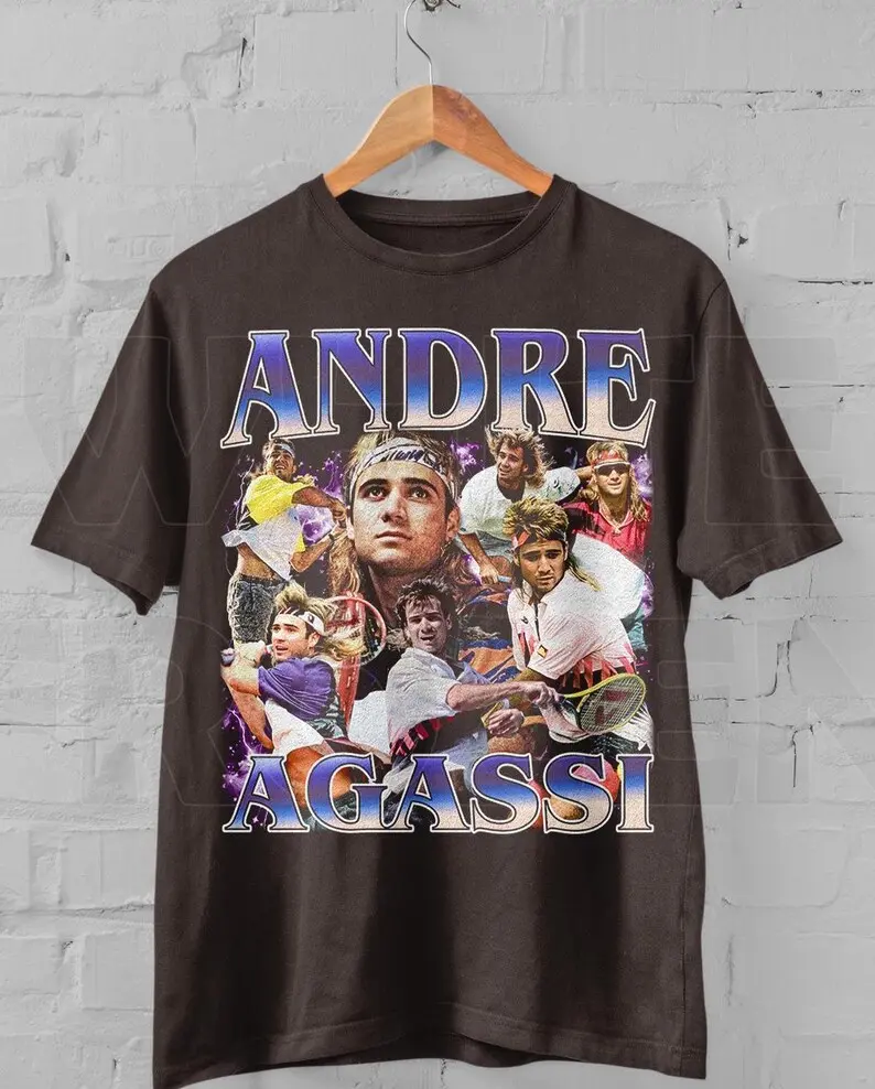 Men's Classic Round Neck 90s Vintage Andre Agassi Graphic Cotton