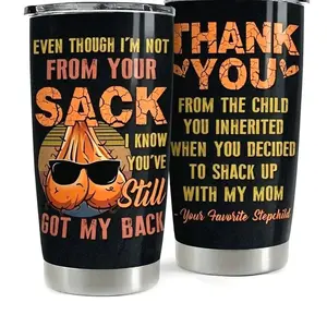 Step Dad With Love 20oz Tumbler with Lid,Stainless Steel Insulated Vacuum Travel Coffee Cup Bonus Dad Husband Men Gift Father Day Christmas