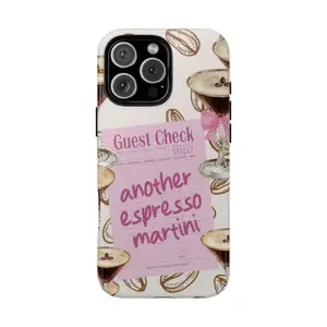 Espresso Martini Collage Phone Case, Coffee Drink Aesthetic Case, Guest Check Phone Cover, Cute  Case, Dual Layer Gift For Her Or Him