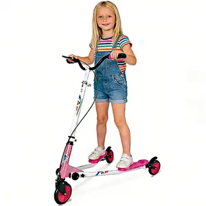 Scissor Frog Scooter for Kids No-Push Glide Scooter Anti-Rollover 3-Wheel Outdoor Toy for 5-10 Years