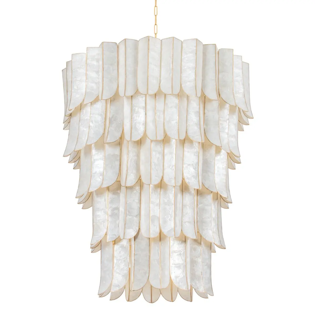 Large Cartagena Capiz Shell Chandelier with Lustrous Leaf-Shaped Panels