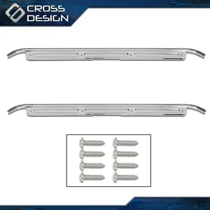 CROSSDESIGN Fit For 67-72 Chevy C10 GMC Truck Chrome Door Sill Plates w/hardware Pair Set