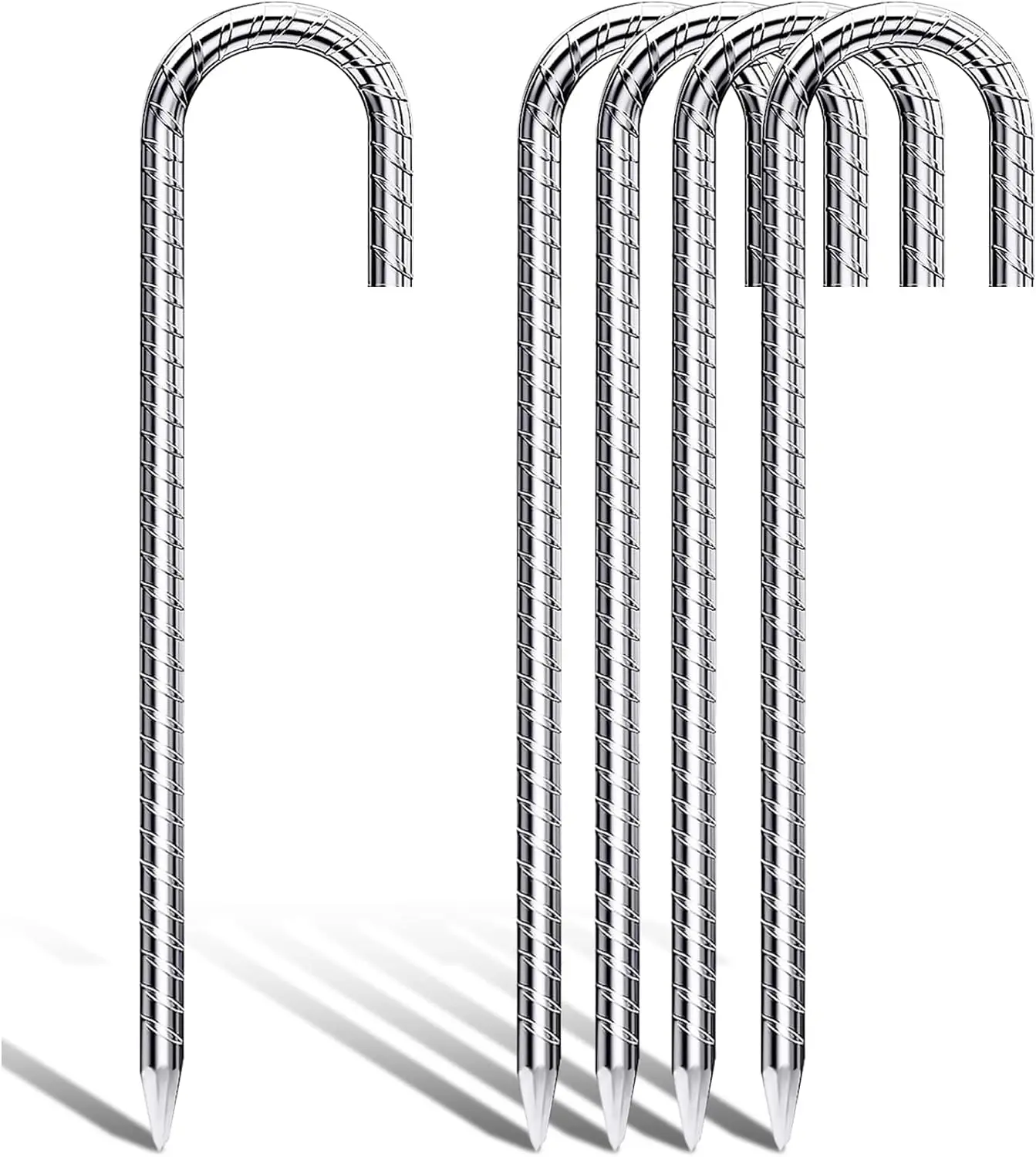 TiTifield  ebar Stakes 4 Pack 12 inch Trampoline Stakes J Hook Tent Stakes Heavy Duty Stakes for Gardening,Rust Resistant Mental Stakes for Camping Tents,Fence and Garden Decoration