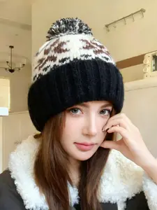 Women's Fleece Lined Knit Winter Hat, Warm Fashion Design, Perfect for Cold Weather, Ideal Gift for Her