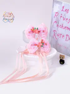 2Pcs-Blossom Princess: Heirloom Sakura Lace Hair Bows