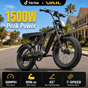 All-Terrain 1500W Peak Motor Electric Bike – 30 MPH Range 40-60 Miles, 48V Removable Battery, Dual Suspension & Fat Tires for Off-Road & City Adventures, Turn Signals & Brake Light for Safety, Perfect for Mountain Trails and All-Terrain Use