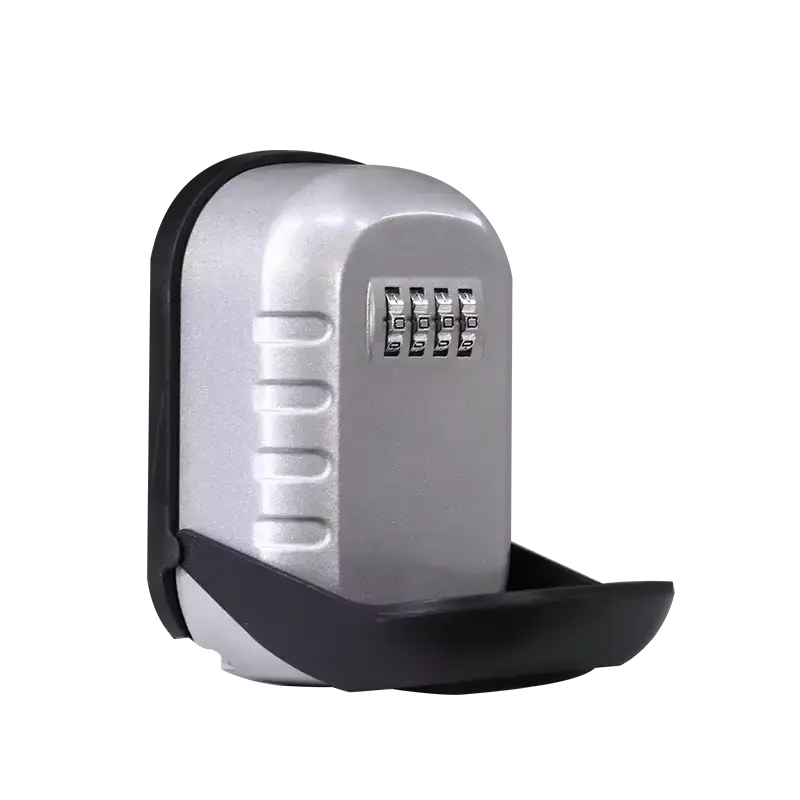 4-Digit Combination Key Lock Box, Wall-Mounted Key Safe, Silver, Weather-Resistant Storage for Home and Office