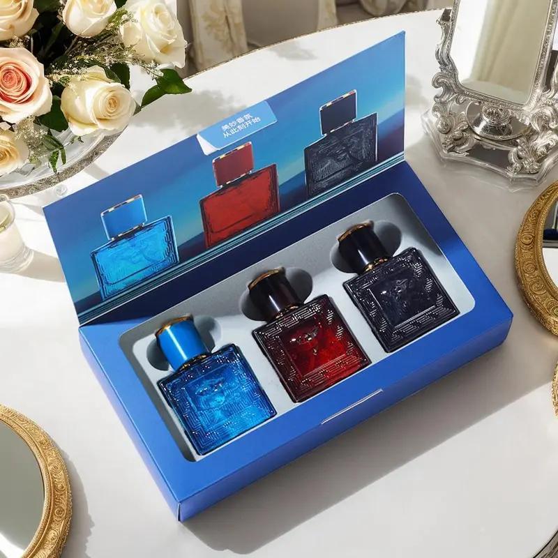 3-Piece Men's Fragrance Cift Set:Ocean Breeze, Cedarwood & Amber Eau De Toilette, 3Oml Portable Perfume Bottles for Travel