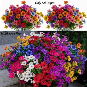 36-Pack Vibrant Artificial Eucalyptus Flowers, Multi-Colored Floral Ornaments, High-Quality Plastic Decor for Balcony, Patio, Weddings, Events, Outdoor Faux Greenery