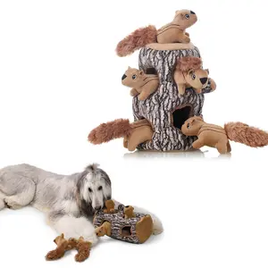 Laifug Hidden Squirrel Plush Dog Toy, Interactive Squeaky Dog Toy, Hide and Seek with Your Puppy, XL
